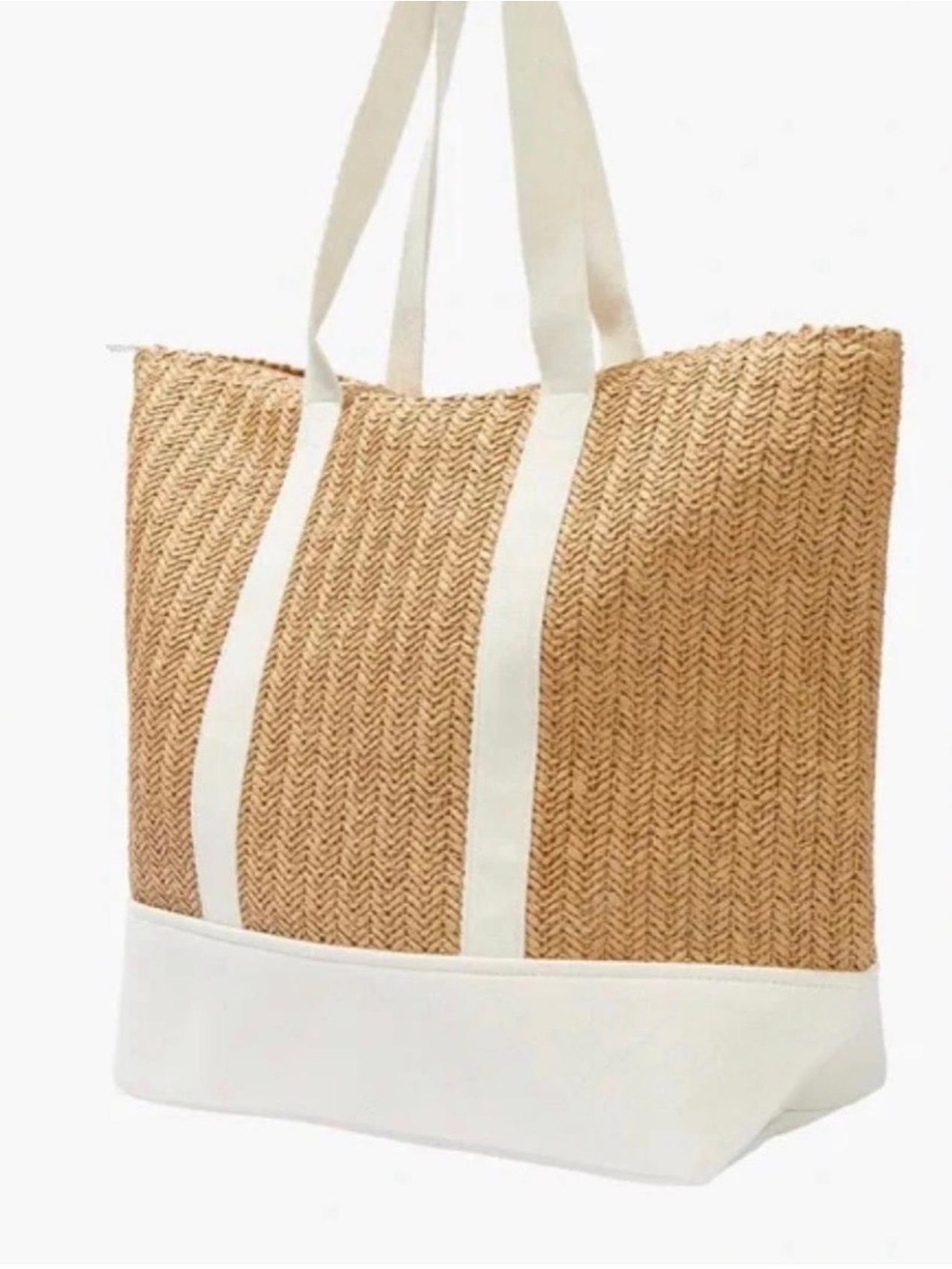 Show Me Your MuMu Brown Woven Tote with Cream Base and Straps